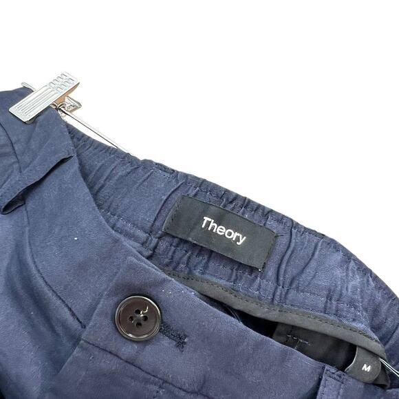 Theory Curtis B Pants Drawstring Crunch Linen Navy Blue Size Medium - Picture 10 of 12